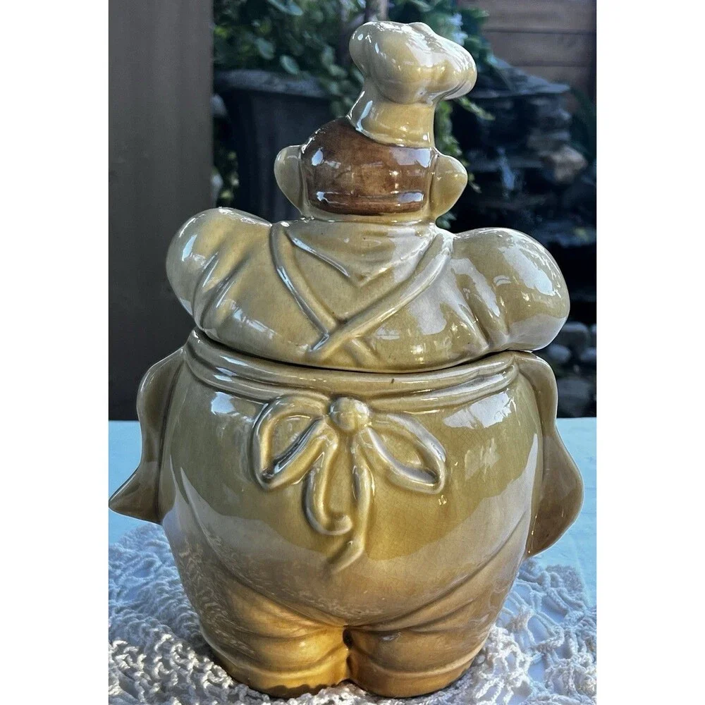 Vintage Red Wing CHEF PIERRE Cookie Jar 1940s Pottery Collectible Hand Painted